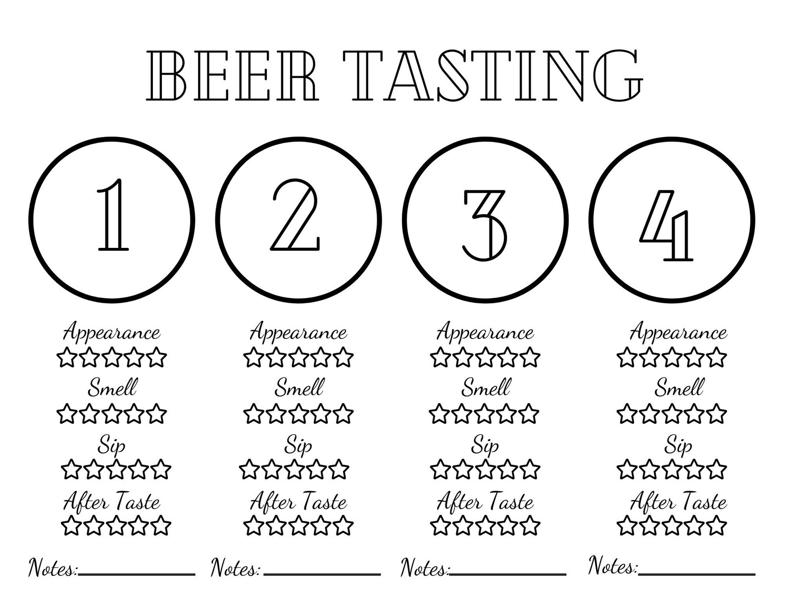 Beer Tasting Placemat Printable Beer Tasting Scorecard Etsy