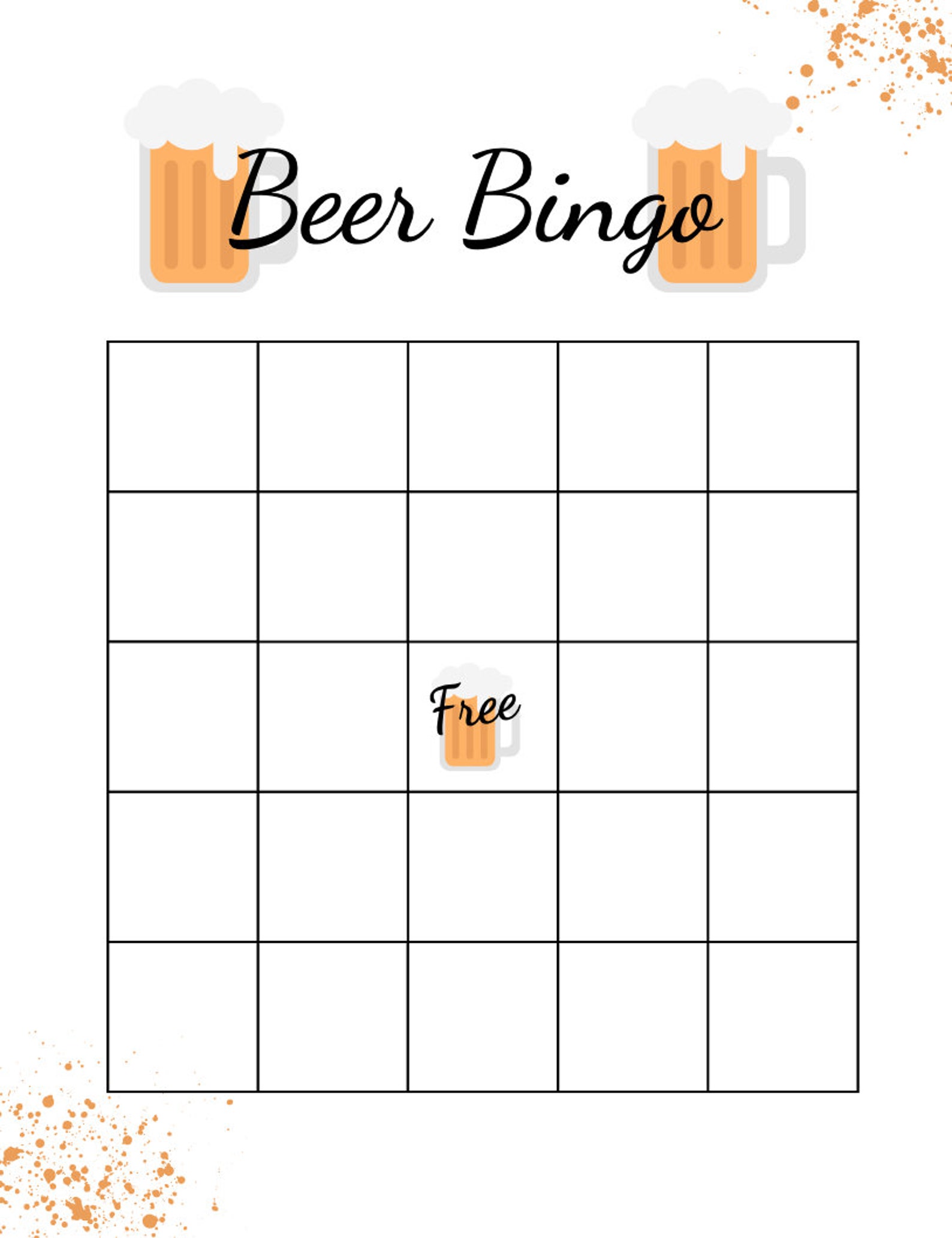 Beer Bingo Printable Beer Bingo with 40 Word Bank Beer Etsy