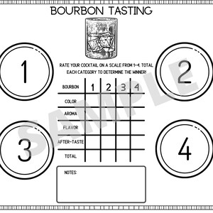 BOURBON Tasting Placemat Printable Bourbon Tasting Scorecard Bourbon ...