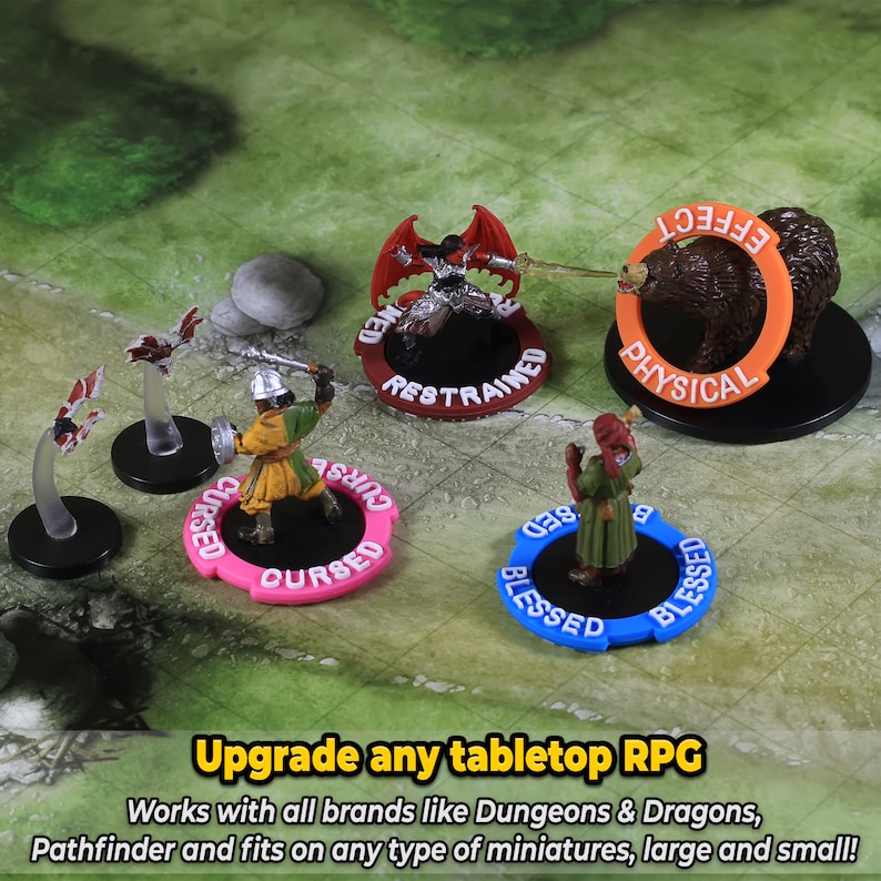 DND Miniatures Condition Rings With Box - 96 Markers to Track 24 Different Status And Spell Effects for Dungeons and Dragons. image 3