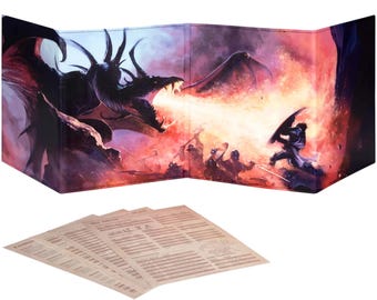 DND DM Screen 5e - D&D Dungeon Master Screen HQ Color Print w Customizable Inserts - Dungeons and Dragons gm / Game Master Accessories Gift