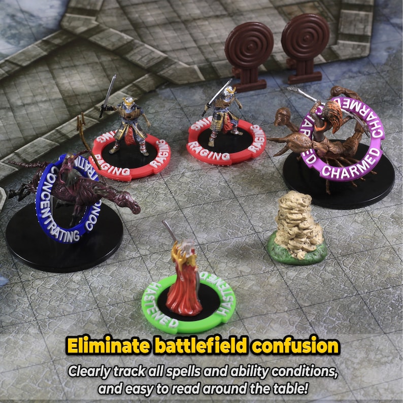 DND Miniatures Condition Rings With Box - 96 Markers to Track 24 Different Status And Spell Effects for Dungeons and Dragons. image 2