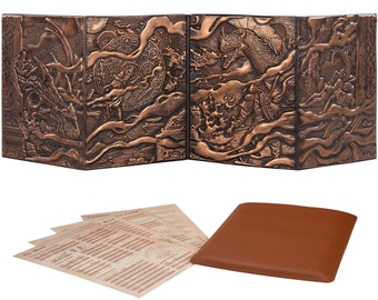 DND DM Screen 5e - D&D Dungeon Master Screen 3D Faux Leather w Customizable Inserts - Dungeons and Dragons GM / Game Master Accessories Gift