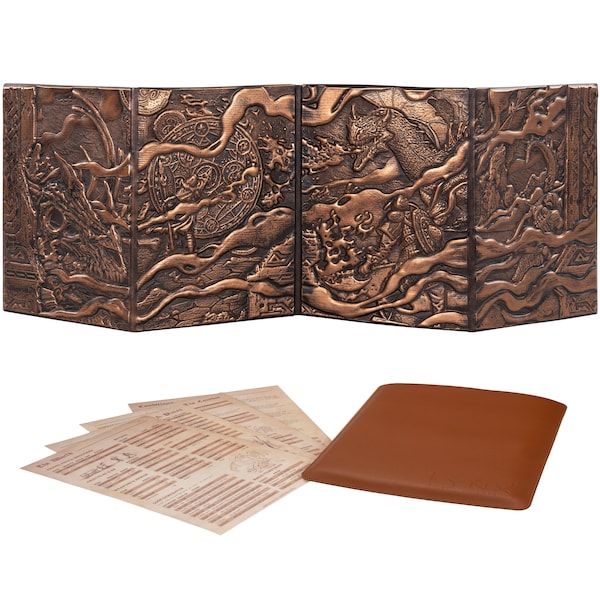 Schermo DM DND 5e - Schermo 3D in similpelle con inserti personalizzabili per Dungeon Master - Accessori regalo per GM/Game Master di Dungeons and Dragons