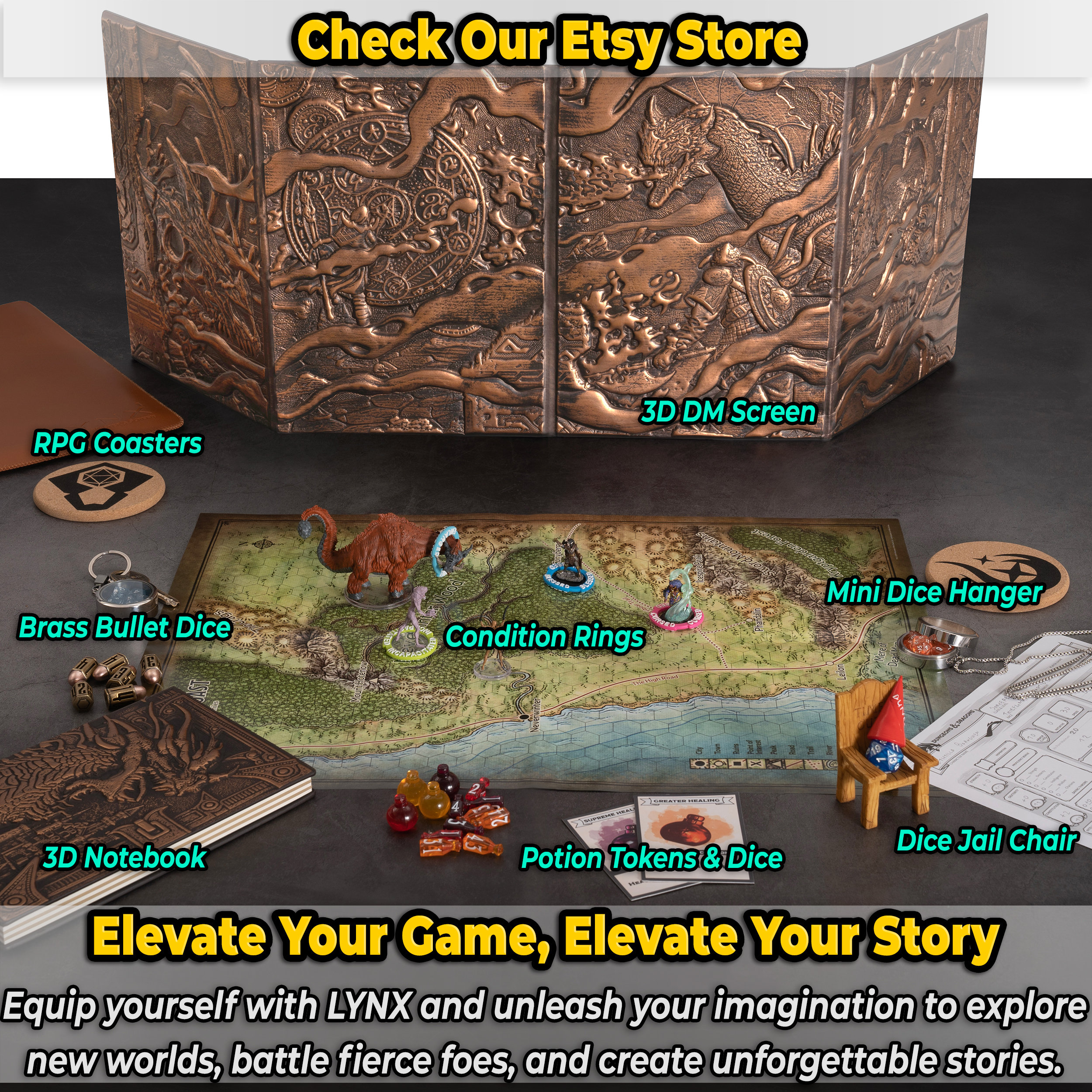 Famard DND DM Screen 5 Panel Faux Leather Dungeon Master Screen | 3D embossed faux leather DM screen with clear GM pockets. A tabletop RPG accessory for DND players and game Famard DND DM Screen 5 Panel Faux Leather Dungeon Master Screen | 3D embossed faux leather DM screen with clear GM pockets. A tabletop RPG accessory for DND players and game