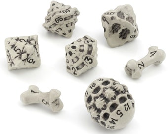 DND Dice Set - 7 Polyhedral Skull / Bone RPG Dice - Cool en uniek D20, D12,%D10, D10, D8, D6, D4. Kerkers en draken, Warhammer, D&D