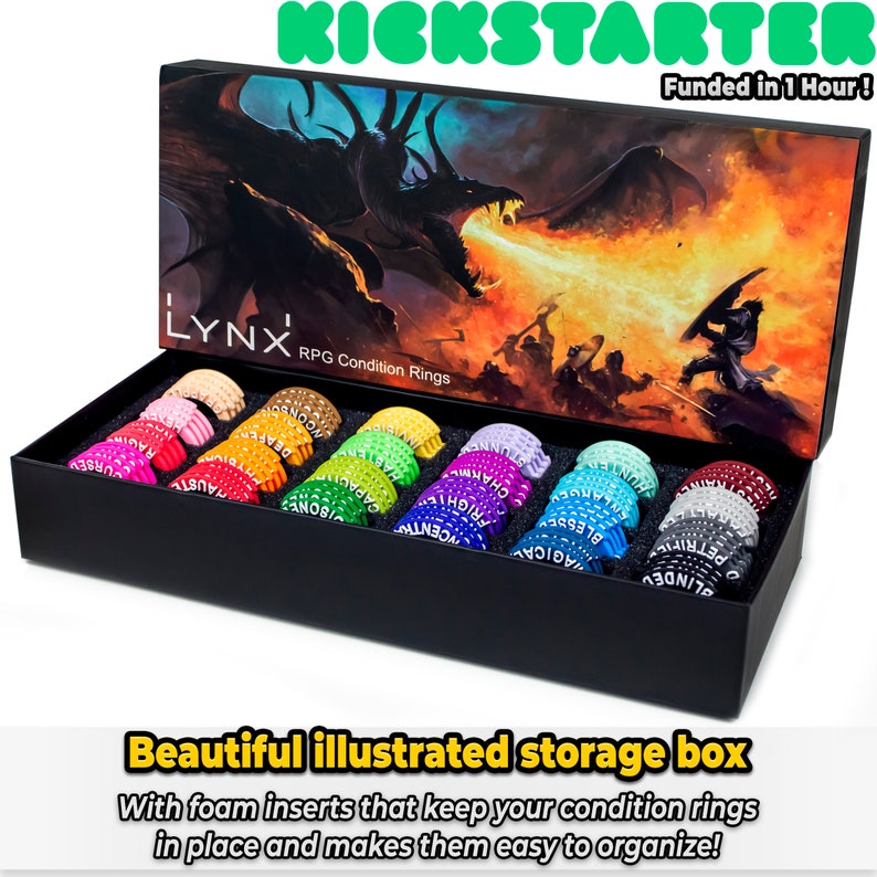 DND Miniatures Condition Rings With Box - 96 Markers to Track 24 Different Status And Spell Effects for Dungeons and Dragons. image 5