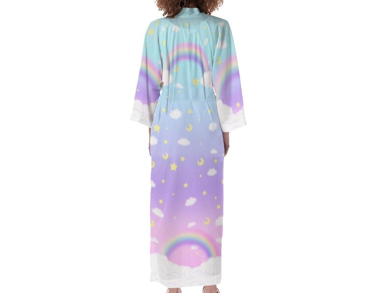 Rainbow Rbe Gradient Sky Rainbow Long Satin Kimono Robe - Etsy