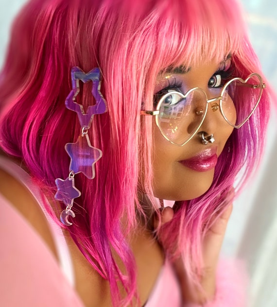 Iridescent Star Hairclip: Dangle Star Charm