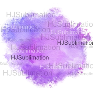 Op de afbeelding: Een paarse en blauwe aquarel achtergrond met de tekst "HJSublimation" die overal wordt herhaald.