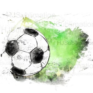 Watercolor Soccer Ball PNG / Green Grunge Football Sublimation Design / Sports Fan Digital Art / Game Day Graphic