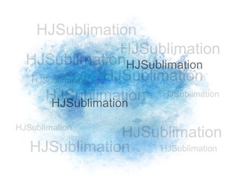 May include: A blue watercolor design with the text "HJSublimation" in multiple places. The design is a soft, blended shape with varying shades of blue against a white background.