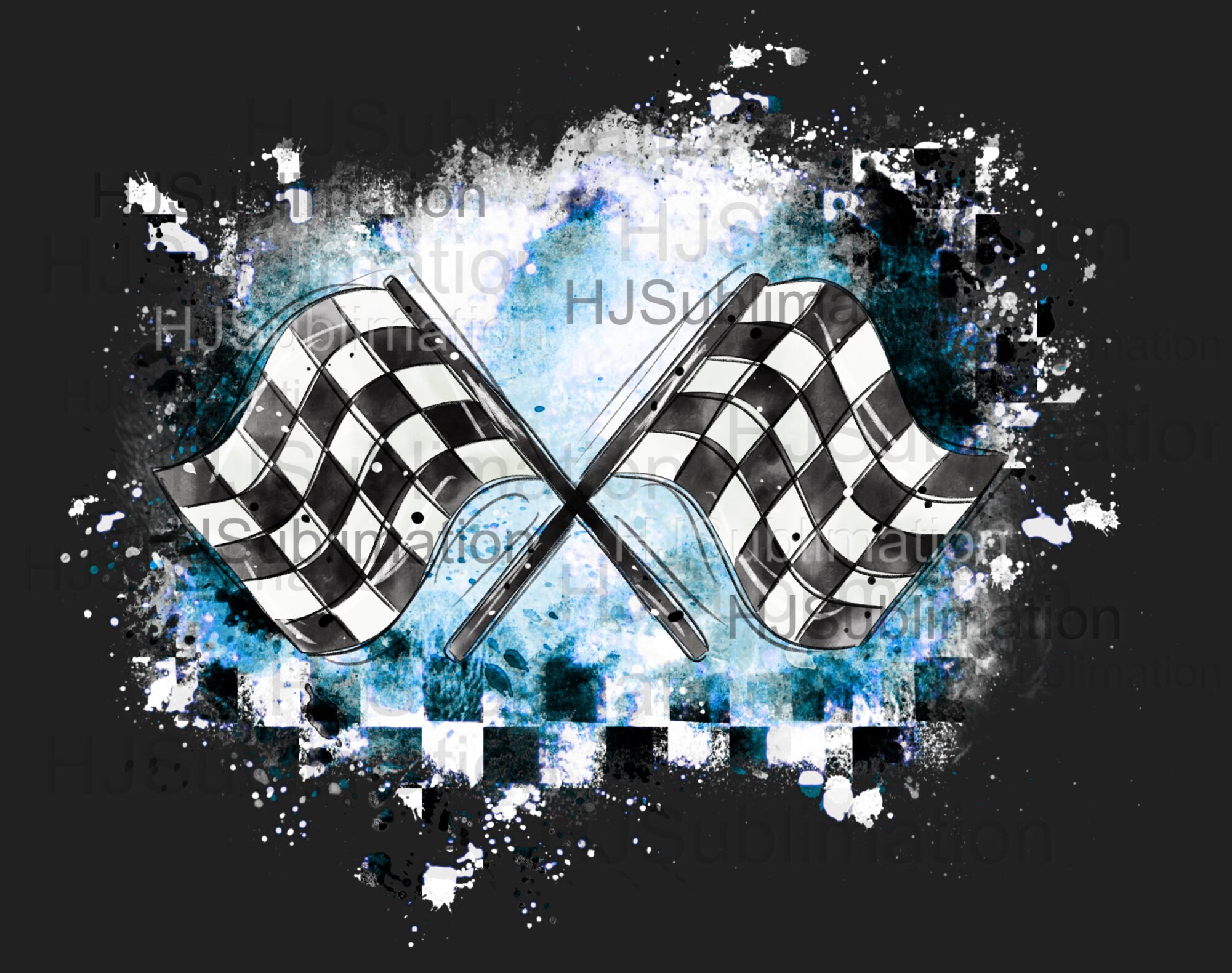 Blue Racing Flags PNG – Checkered Grunge Sublimation Design for Car ...