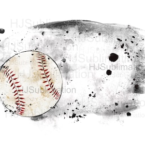 Distressed Baseball PNG / Grunge Sports Sublimation Design / Grey Splash Game Day Graphic / Digital Download for Athletes