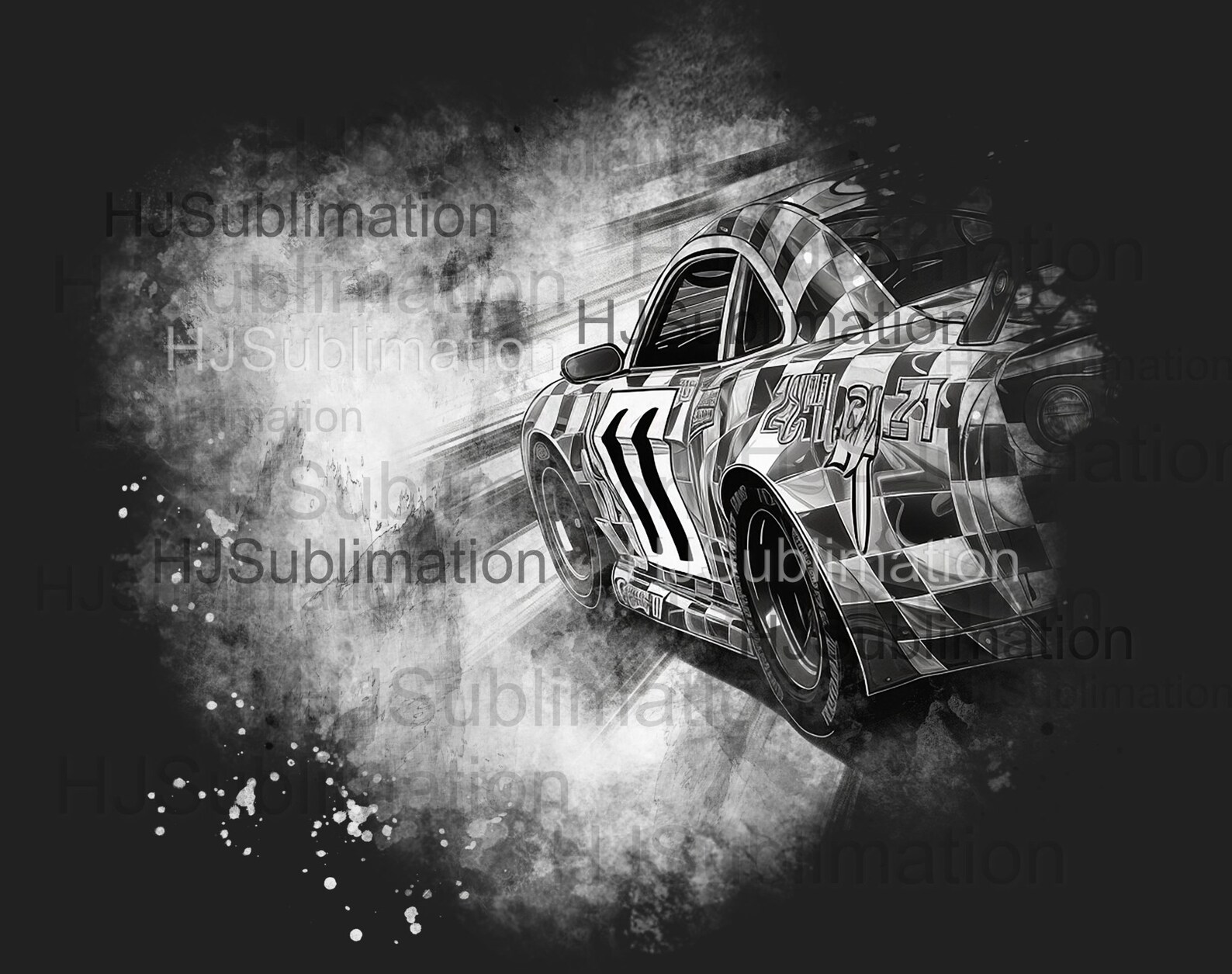 Black and White Race Car PNG, Checkered Flag Racing Sublimation Design ...