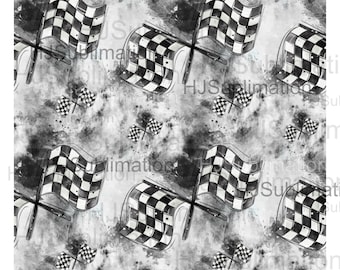 Seamless Racing Flags Digital Paper – Black and White Checkered Seamless File for Crafts and Sublimation