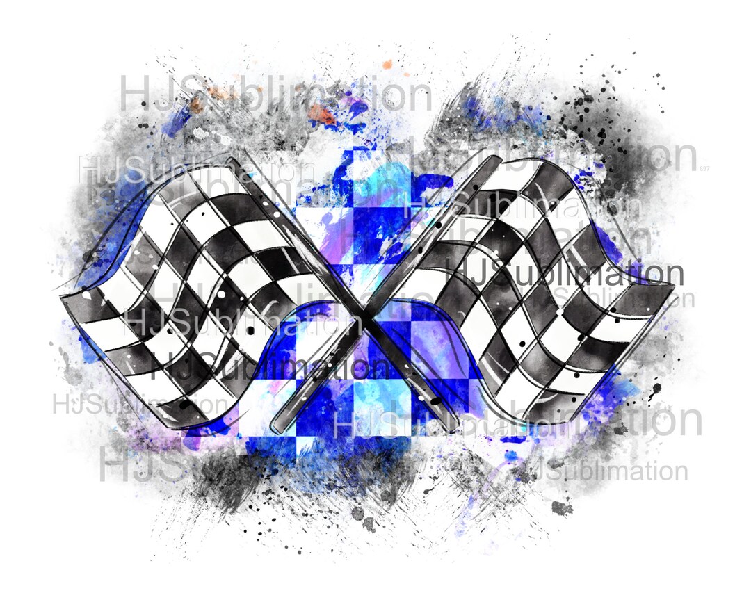 Blue Racing Flags PNG – Checkered Grunge Sublimation Design for Car ...