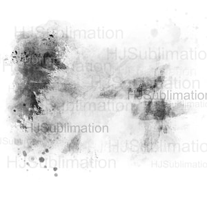 May include: Abstract digital art with a grunge texture in shades of gray and black. The design features splatters and brushstrokes, with the text "HJSublimation" faintly overlaid across the image. The artwork is set against a white background.