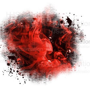 May include: Abstract digital art featuring a red and black smoke design with a watercolor effect. The smoke is swirling and flowing, creating a dynamic and energetic composition.
