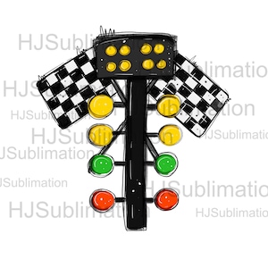 Dragrace-png. Geblokte vlag. Drag Racing Tree. Sublimatieontwerp. Digitale download