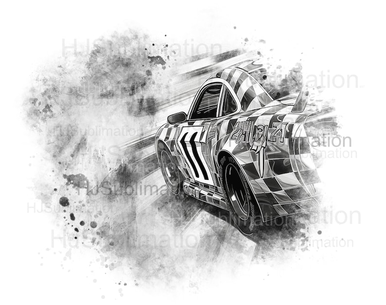 Black and White Race Car PNG, Checkered Flag Racing Sublimation Design ...