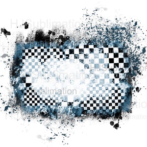 Abstract Checkered Flag Grunge PNG / Blue & Black Race Texture / Motorsport Digital Background / Edgy Sports Sublimation