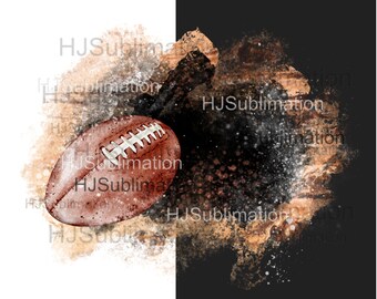 Distressed football png. Grunge Background.Splash Frame sublimation Design.