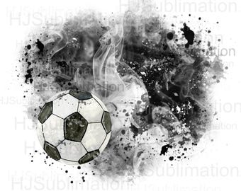 Grunge Watercolor Soccer Ball Clipart, Distressed Sports Design (Digital Download)