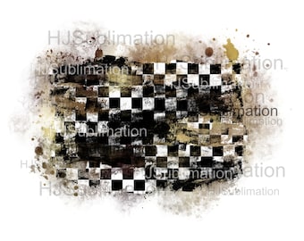 Grunge Checkered PNG, Distressed Racing Flag, Sublimation Background, Black and Brown Plaid, Vintage Dirt Track Texture, Digital Clipart