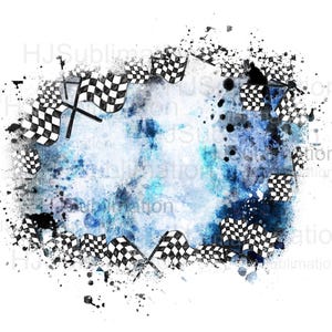 Abstract Checkered Flag Grunge PNG / Blue & Black Race Texture / Motorsport Digital Background / Edgy Sports Sublimation