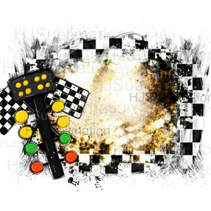 ziehen Sie Racing Checkered Flagge Sublimation PNG Rahmen | Racing Grunge Border Design für digitale Downloads und benutzerdefinierte Drucke