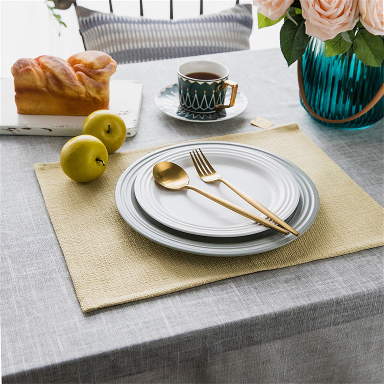 Rectangle Fabric Placemats Solid Color Place Mats Rectangle Etsy