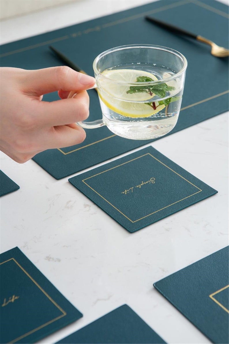 Rectangle Faux Leather Placemat Set of 4 Waterproof Etsy