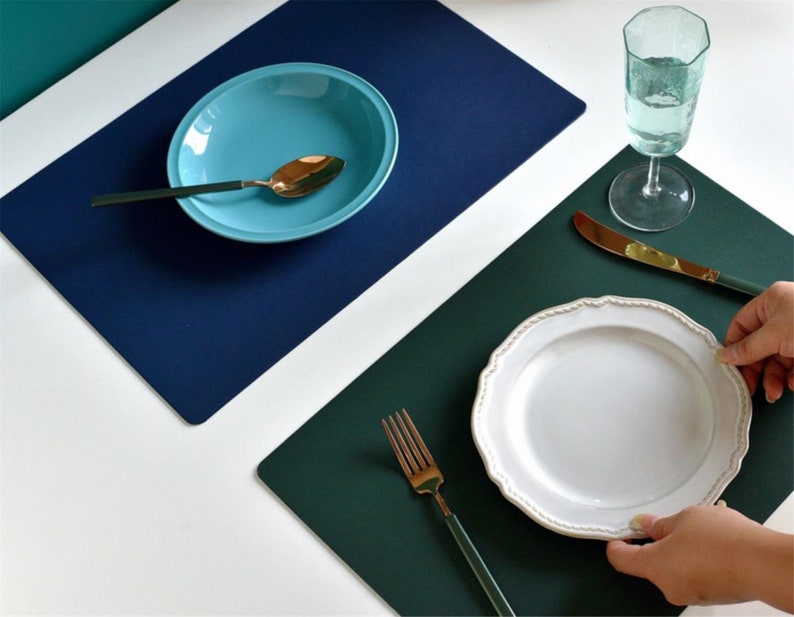 Faux Leather Placemat Rectangle Waterproof Placemats Etsy UK