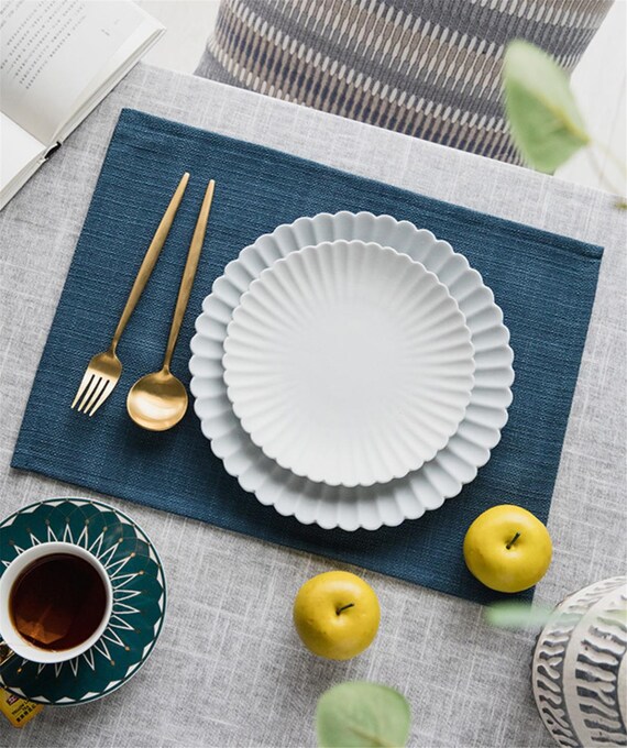 Rectangle Fabric Placemats Solid Color Place Mats Rectangle Etsy