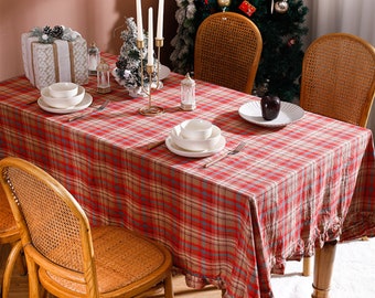 SET OF 2 RED CHRISTMAS XMAS TABLE CLOTH 150x265cm 8-10 SEAT RECTANGLE TABLECLOTH