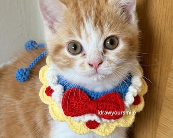 Cute Princess cat Collar Crochet Pattern | Puppy & Kitten Costume | Adjustable Pet Accessory | Beginner PDF in English