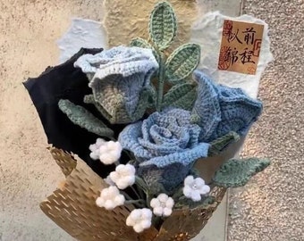 Crochet rose pattern D FLOWER bouquet for beginners. PDF crochet pattern. Easy crochet, diy crafts. Beautiful flowers for mother's day gift