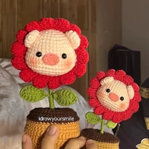 Animal flowerpot 3 in 1 EASY crochet pattern for BEGINNERS. Cute flower animal (pig, bunny and bear) Gardening amigurumi