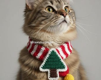 Coleira de árvore de Natal para cães e gatos – padrão de crochê para cachecol de animais de estimação (download em PDF)