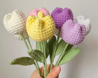 Einfache Häkelanleitung für Tulpen: Anfänger in Blumenform (PDF-Häkelanleitung)