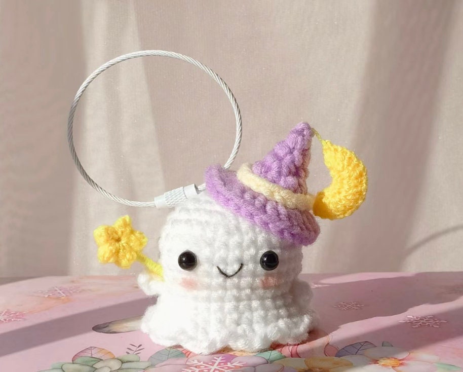Cute Crochet Ghost Keychain Kawaii Halloween Series Key - Temu