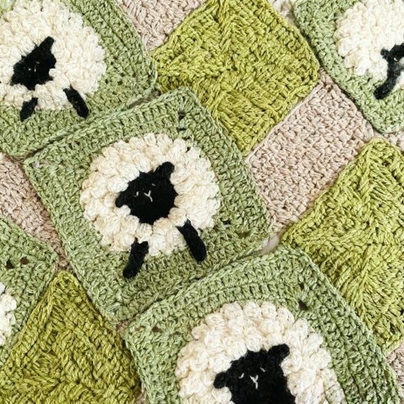 Sheep Granny Square Crochet Pattern PDF | Cute Farm Animal Motif