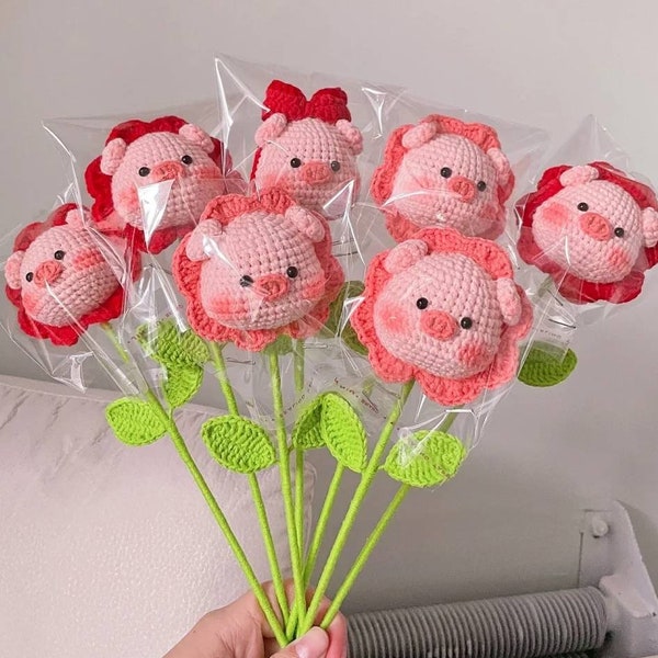 Learn to crochet, bunny plush pattern, pig crochet pattern, bear Amigurumi, EASY 3 in 1 flower animals crocheting pattern for BEGINNERS