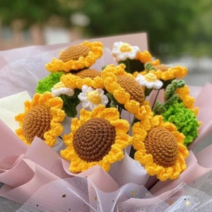 Easy SUNFLOWER pattern. Flower PDF crochet pattern. Easy crochet, diy crafts. Mother&#39;s day gift