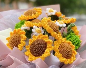 Easy Crochet Sunflower Pattern: DIY Flower Bouquet (PDF Pattern)