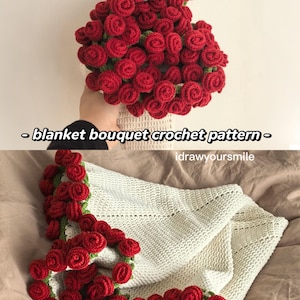 2-in-1 VIRALE Coperta Bouquet di Fiori Modello all'uncinetto PDF – Coperta della nonna, bouquet di rose – Amigurumi facile per principianti avanzati
