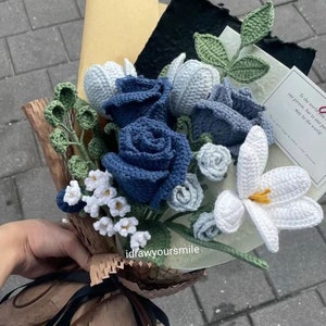 BLÜTENSTRAUSS Muster J für fortgeschrittene Anfänger. 7 in 1. Schleierkraut, Rose, Tulpe PDF Häkelanleitung. Leicht gehäkelt, DIY Handwerk für Liebhaber