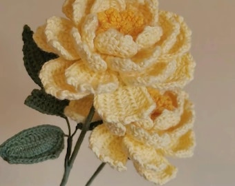 Peony flower crochet pattern. Digital PDF. Mothers day flowers, fall winter bouquet.