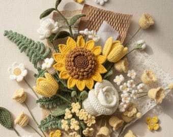 Crochet Flower bouquet Bundle PDF – 30 + Realistic Flower Patterns | Beginners & Intermediate DIY Bouquet Tutorial
